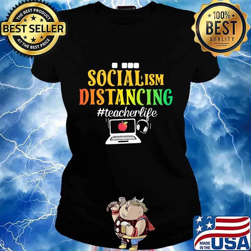 OFFICIAL SOCIAL ISM DISTANCING #TEACHERLIFE APPLE LAPTOP SHIRT Ladies tee