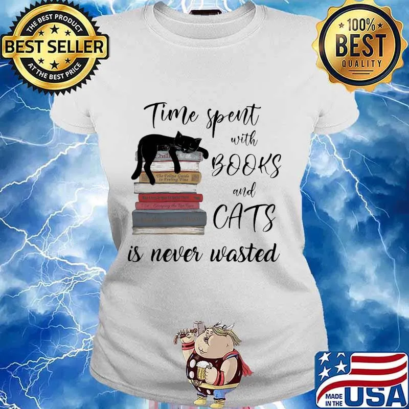 Official Time spent with books and cats is never wasted s Ladies tee
