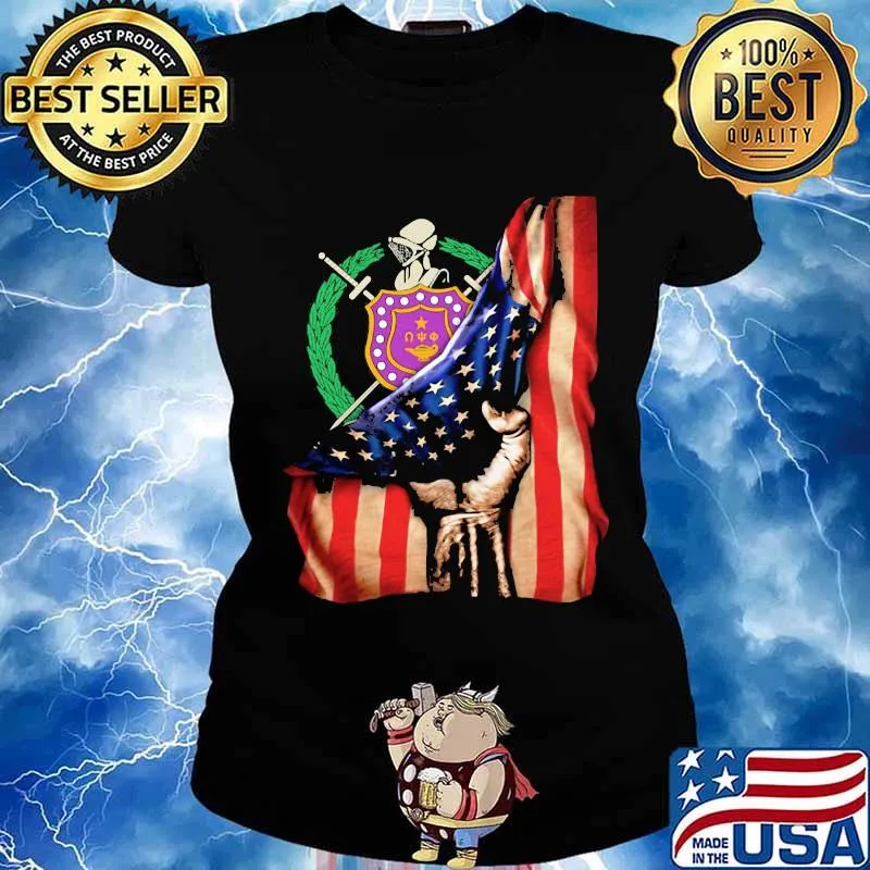 Omega psi phi american flag independence day s Ladies tee