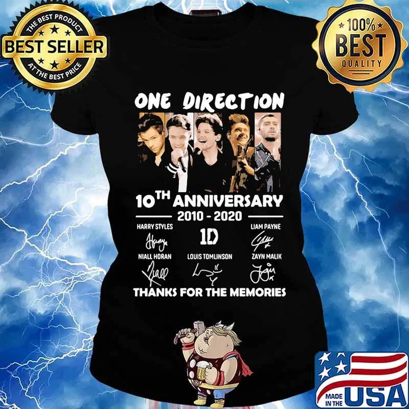 One direction 10th anniversary 2010 2020 signature thanks for the memories s Ladies tee