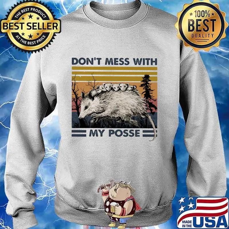 Opossum Family Don't mess with my posse vintage retro s Sweater