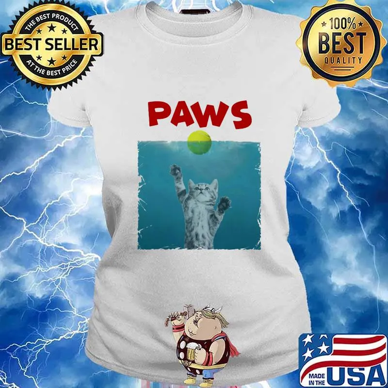 Paws Poster Cat With Tennis Ball Shirt Ladies tee