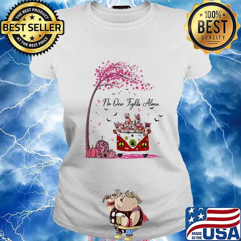 Peace bus cats no one fights alone pink leaves tree cancer awareness s Ladies tee