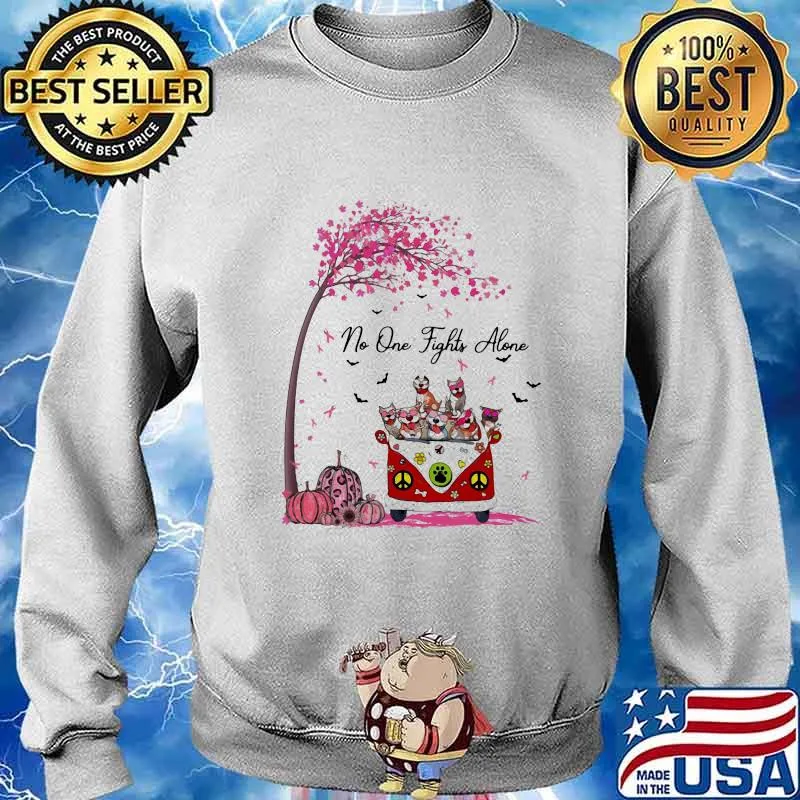 Peace bus cats no one fights alone pink leaves tree cancer awareness s Sweater