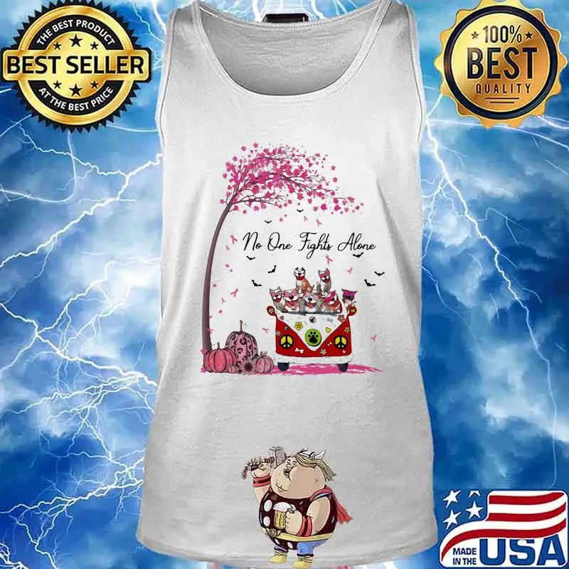 Peace bus cats no one fights alone pink leaves tree cancer awareness s Tank top