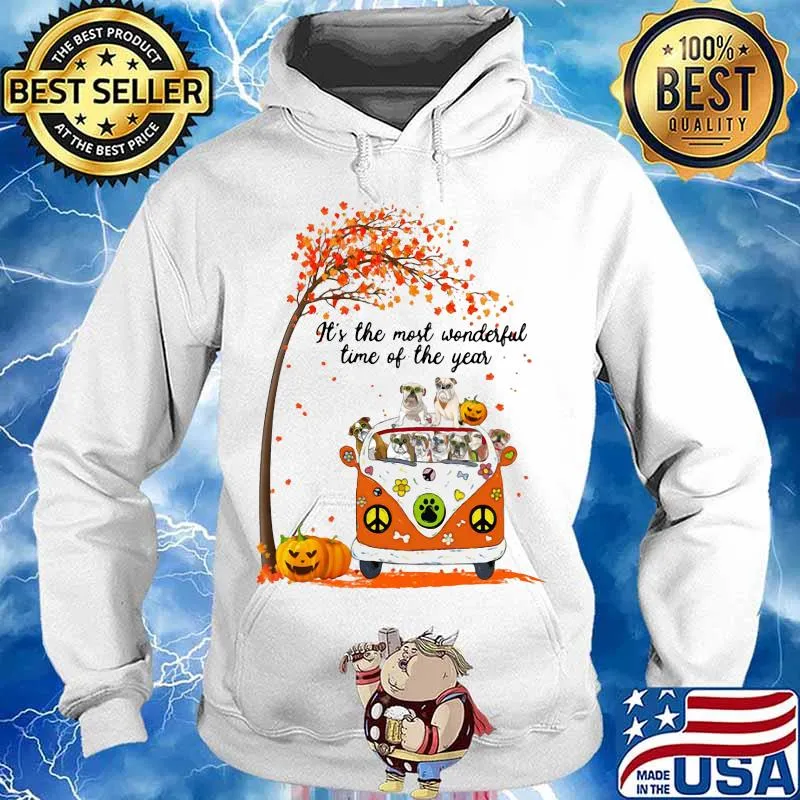 Peace bus pug it's the most wonderful time of the year leaves tree pumpkins s Hoodie