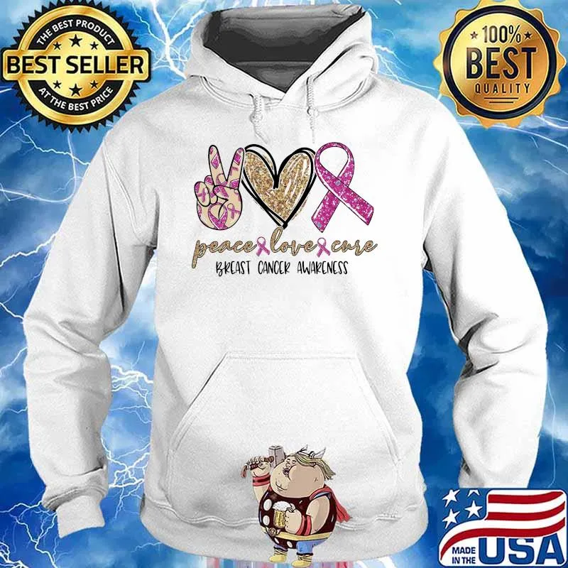 Peace love cure breast cancer awareness diamond s Hoodie