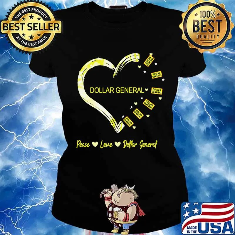 Peace love dollar general heart s Ladies tee