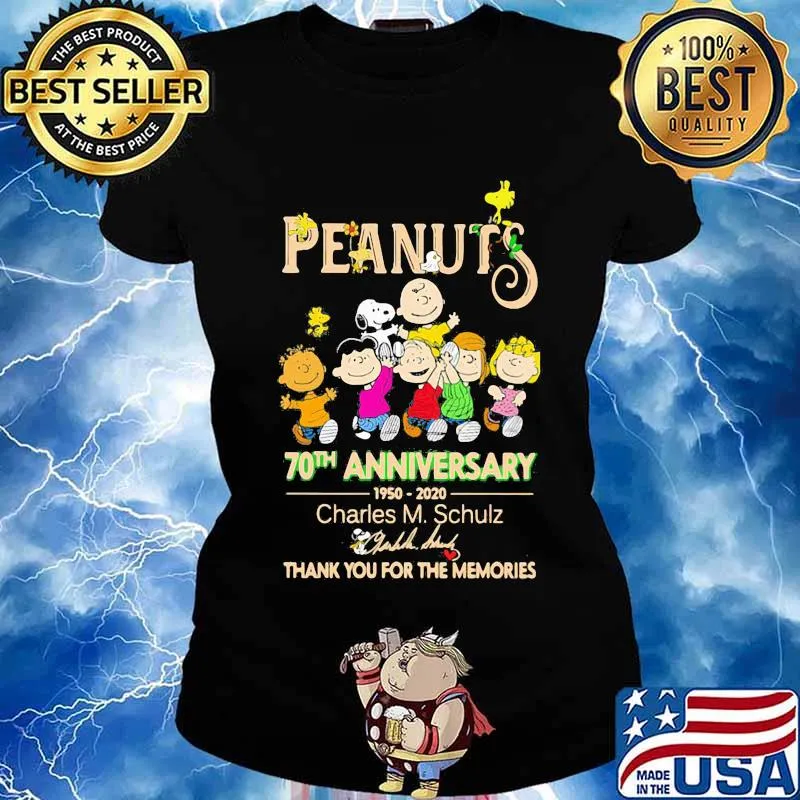 Peanuts 70th anniversary 1950 2020 thank you for the memories signatures s Ladies tee
