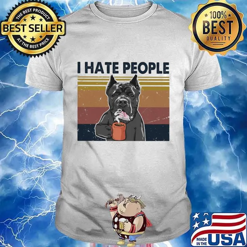 Pitbull I hate people vintage retro shirt