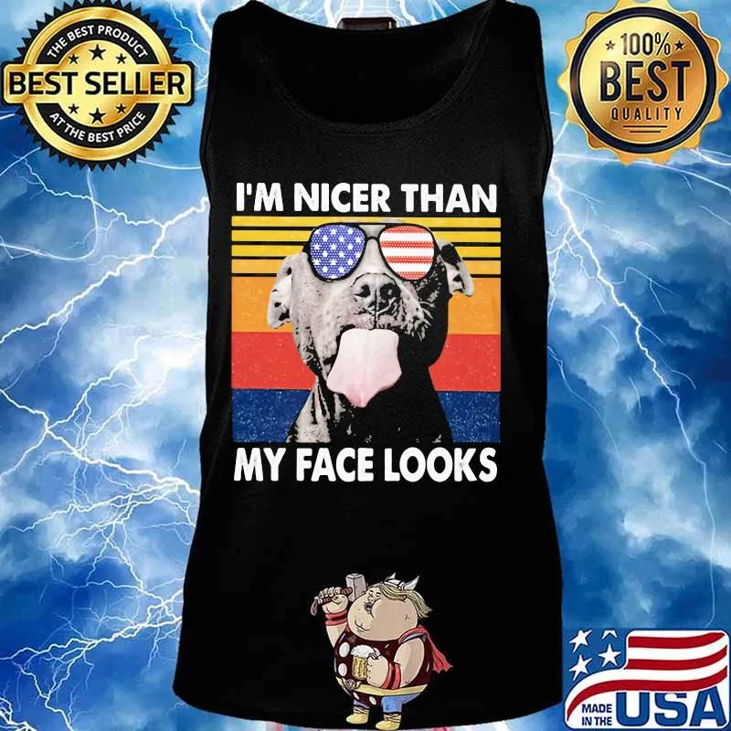 Pitbull I'm nicer than my face looks Glass America vintage retro s Tank top