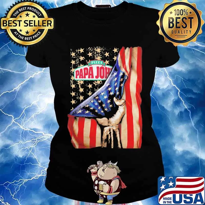 Pizza papa john american flag independence s Ladies tee