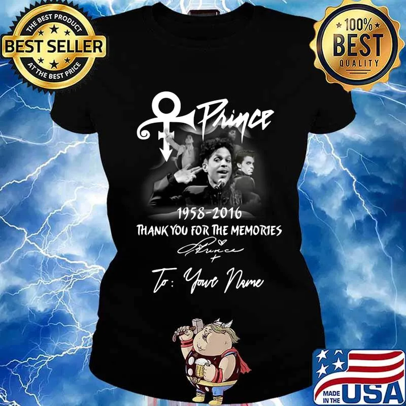 Prince 1958 2016 thank you for the memories to your name signature s Ladies tee