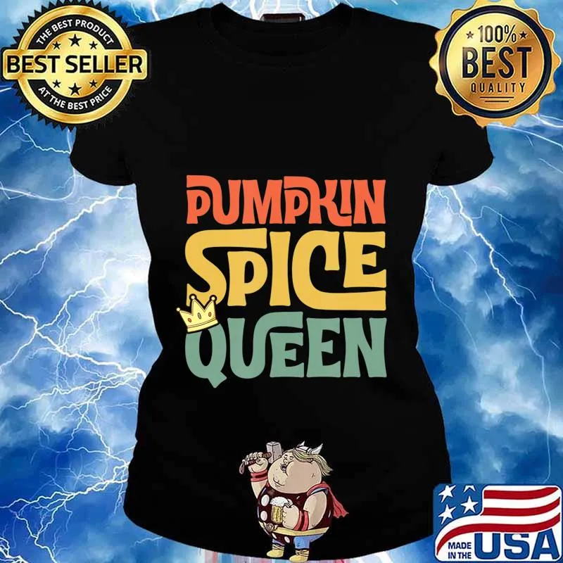 Pumpkin Spice Queen Crown Latte Fall Autumn Season Gift T-Shirt Ladies tee