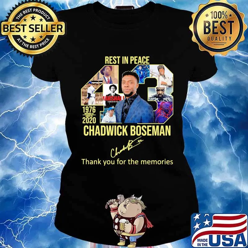 Rest in peace 43 rip chadwick Boseman thank you for the memories signature s Ladies tee
