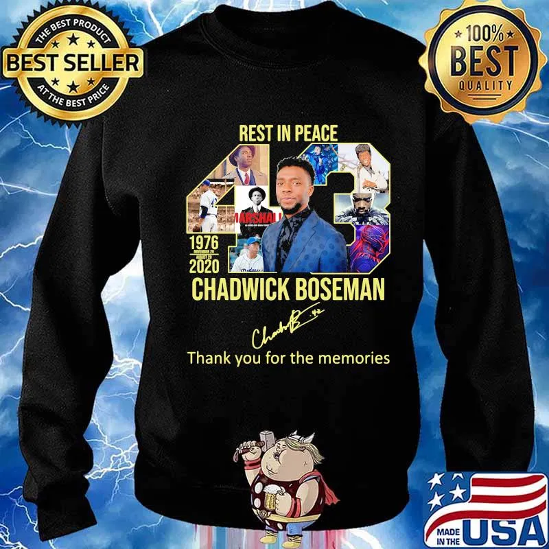 Rest in peace 43 rip chadwick Boseman thank you for the memories signature s Sweater