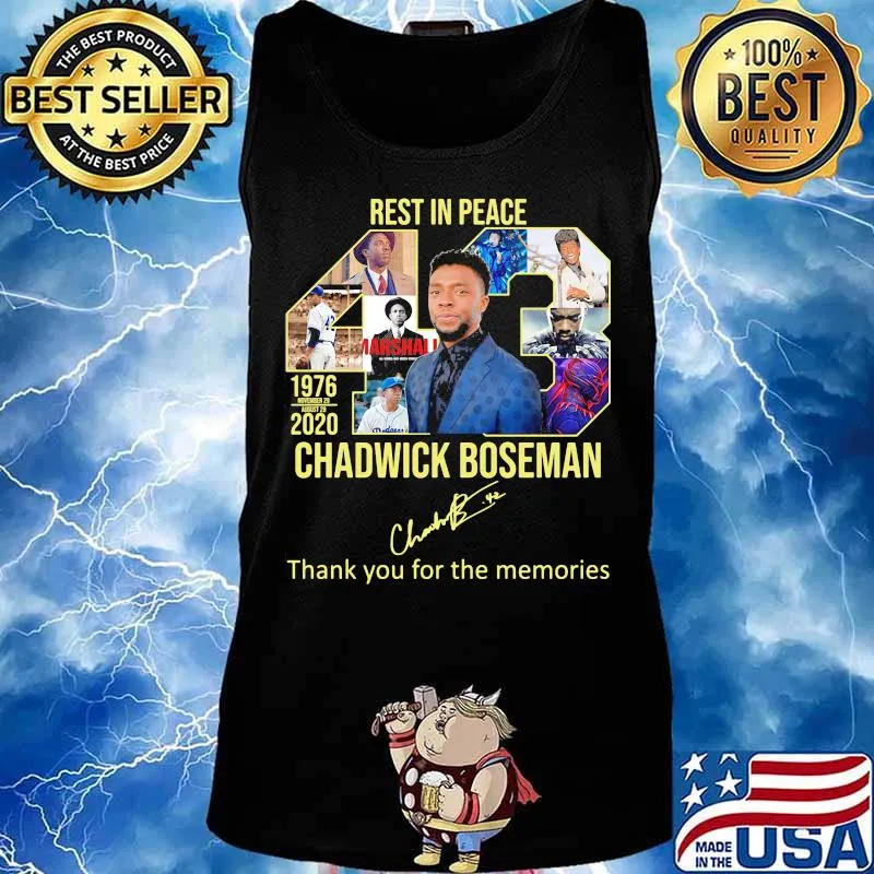 Rest in peace 43 rip chadwick Boseman thank you for the memories signature s Tank top