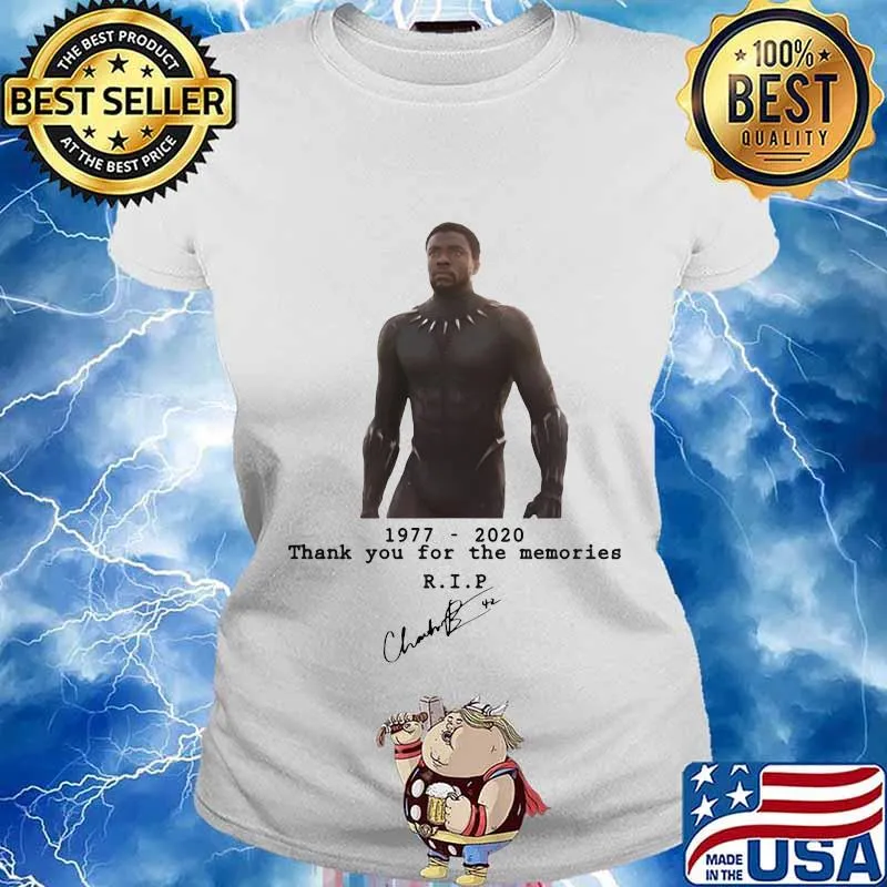 Rip Black Panther 1977-2020 thank you for the memories Chadwick Boseman signature s Ladies tee