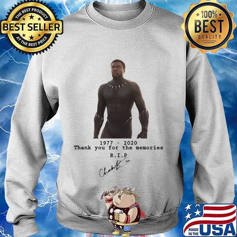 Rip Black Panther 1977-2020 thank you for the memories Chadwick Boseman signature s Sweater