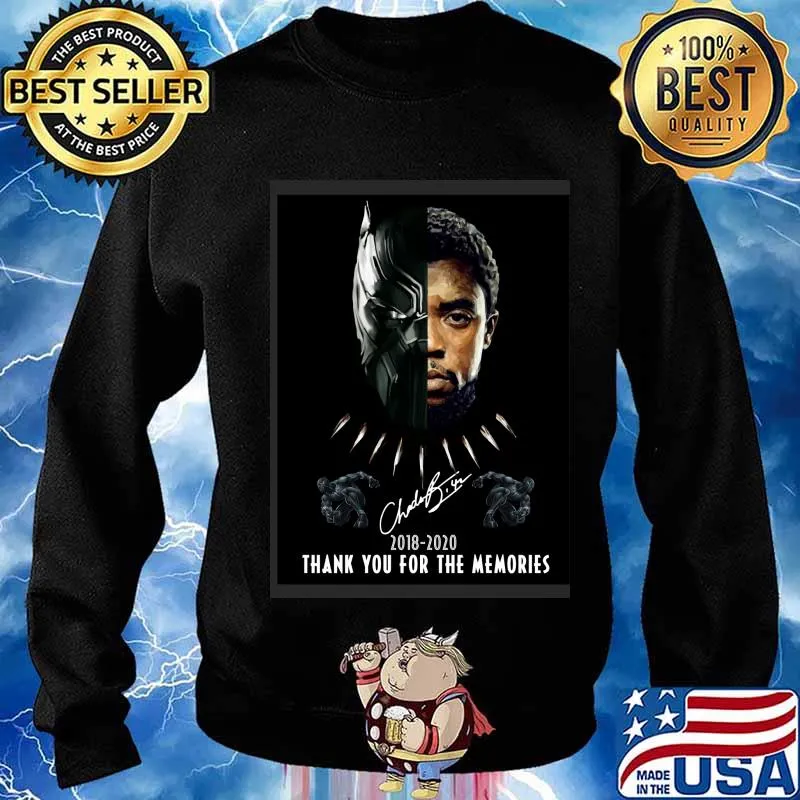Rip Black Panther 2018-2020 thank you for the memories Chadwick Boseman signature s Sweater