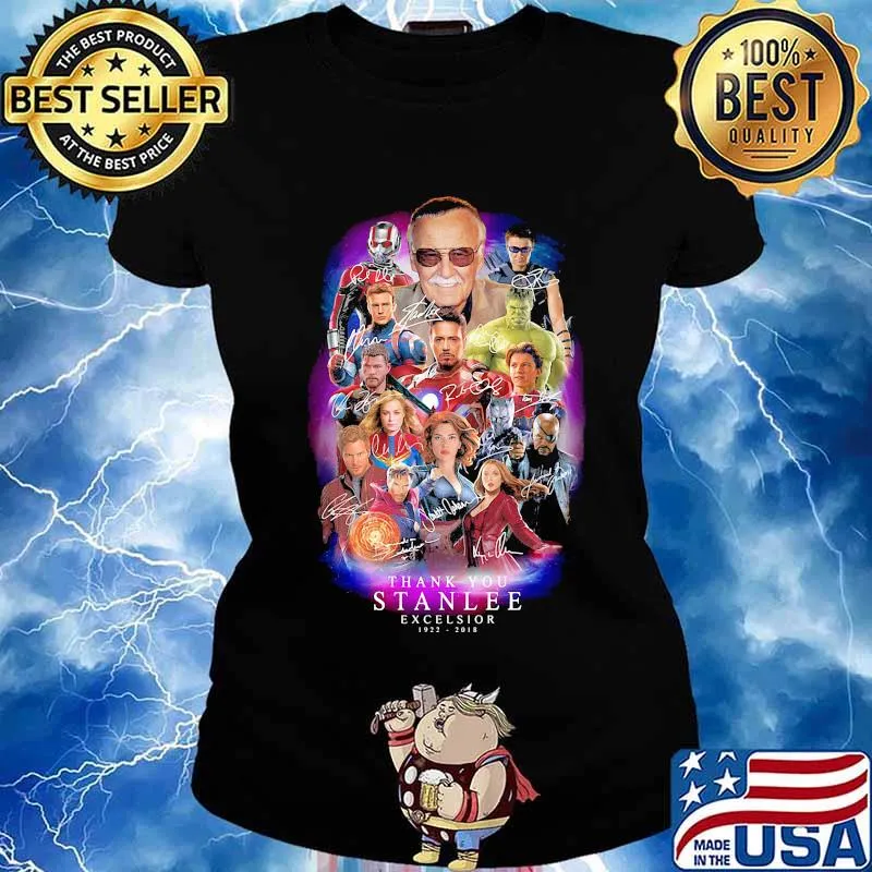 RIP Black Panther Marvel heroes thank you stan lee excelsior 1922 2018 signatures s Ladies tee