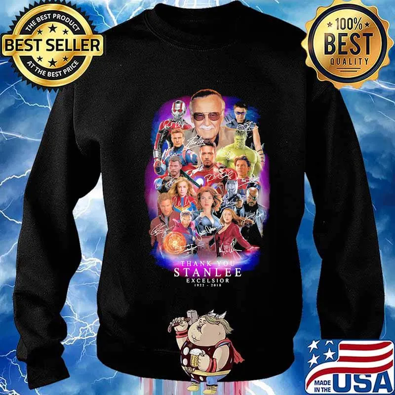 RIP Black Panther Marvel heroes thank you stan lee excelsior 1922 2018 signatures s Sweater