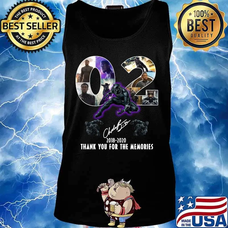 Rip Chadwick Boseman Black Panther 02 year 2018-2020 thank you for the memories signature s Tank top