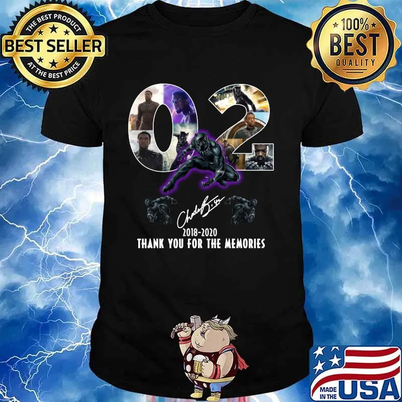 Rip Chadwick Boseman Black Panther 02 year 2018-2020 thank you for the memories signature shirt