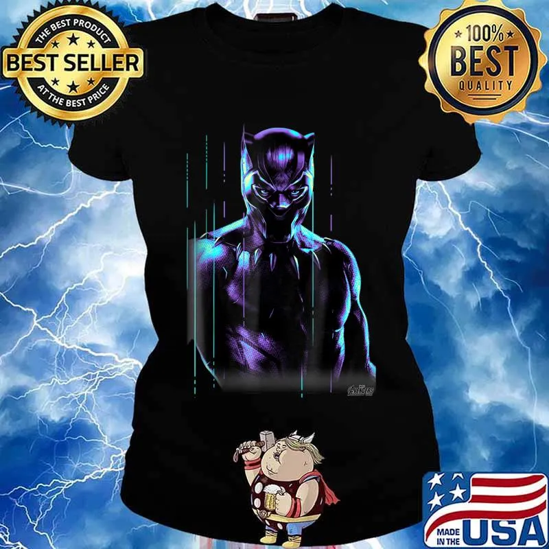 Rip Chadwick Boseman Marvel Infinity War Black Panther Neon Glow Graphic Shirt Ladies tee