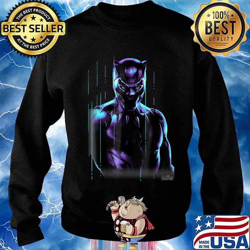 Rip Chadwick Boseman Marvel Infinity War Black Panther Neon Glow Graphic Shirt Sweater