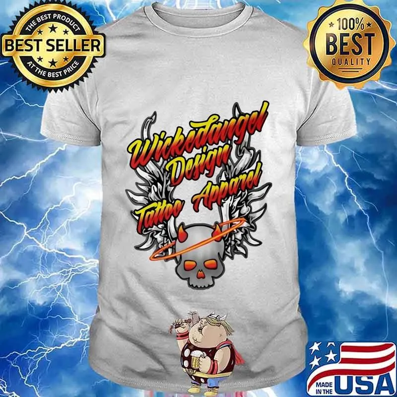 Satan wicked angel design tattoo apparel shirt