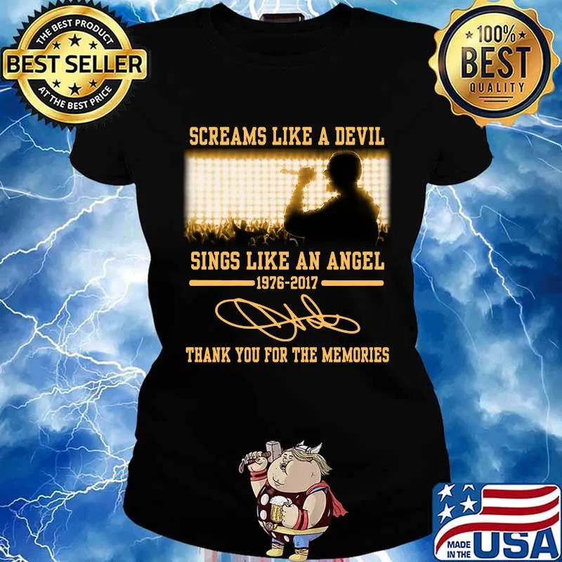 Screams like a devil sings like an angel 1976 2017 thank you for the memories signatures s Ladies tee