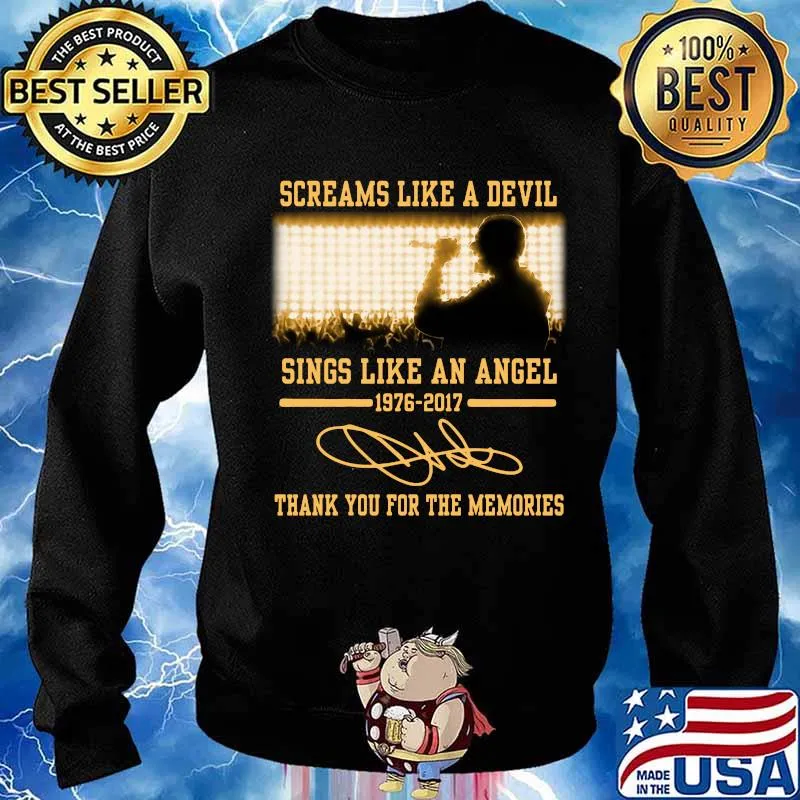 Screams like a devil sings like an angel 1976 2017 thank you for the memories signatures s Sweater