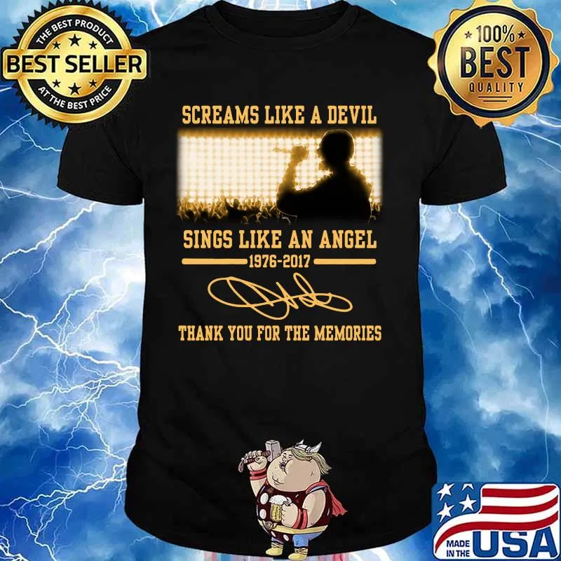 Screams like a devil sings like an angel 1976 2017 thank you for the memories signatures shirt