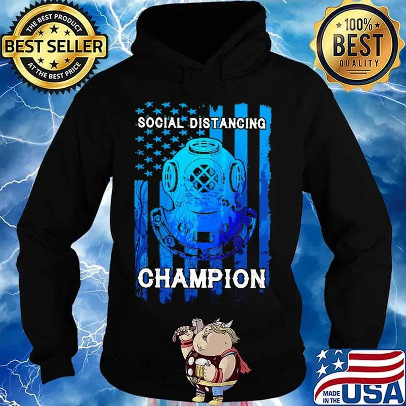 Scuba diving social distancing champion american flag independence day s Hoodie