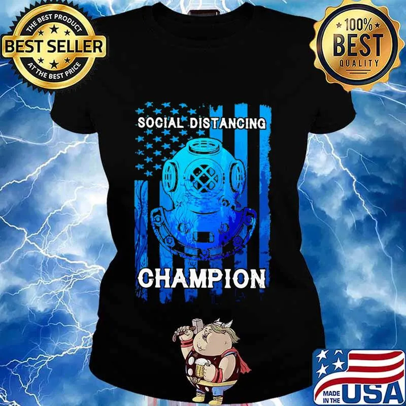Scuba diving social distancing champion american flag independence day s Ladies tee
