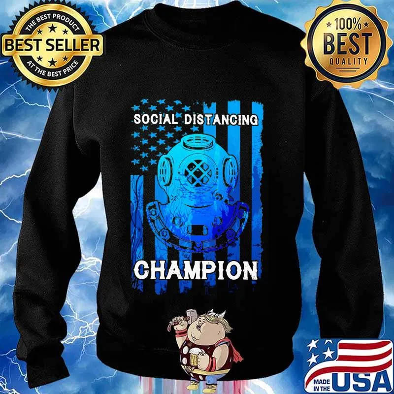 Scuba diving social distancing champion american flag independence day s Sweater
