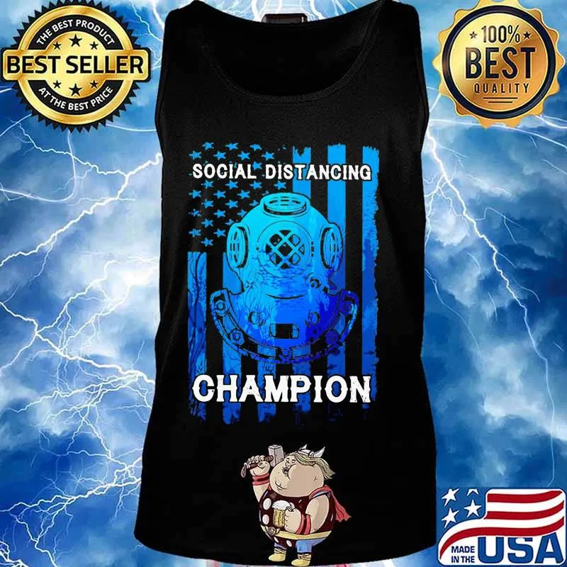 Scuba diving social distancing champion american flag independence day s Tank top