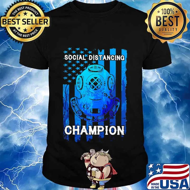 Scuba diving social distancing champion american flag independence day shirt