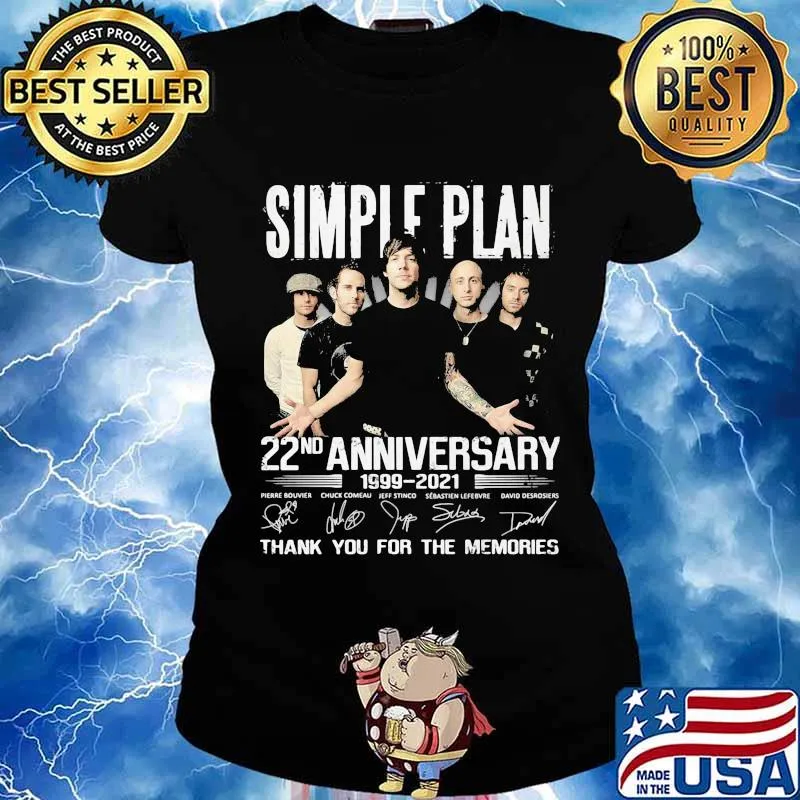 Simple plan 22nd anniversary 1999 2020 thank you for the memories signatures s Ladies tee