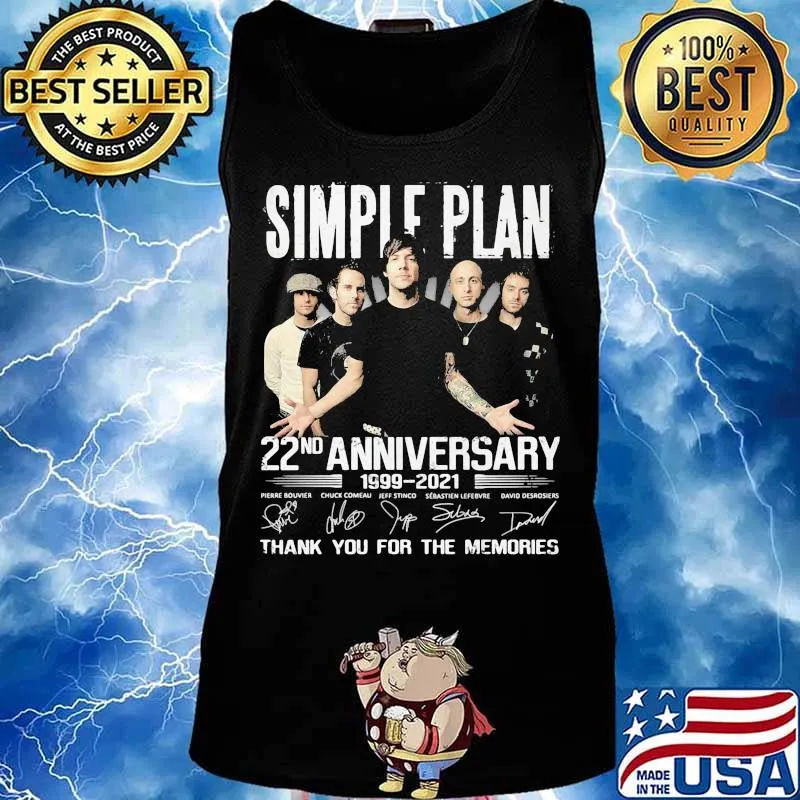 Simple plan 22nd anniversary 1999 2020 thank you for the memories signatures s Tank top