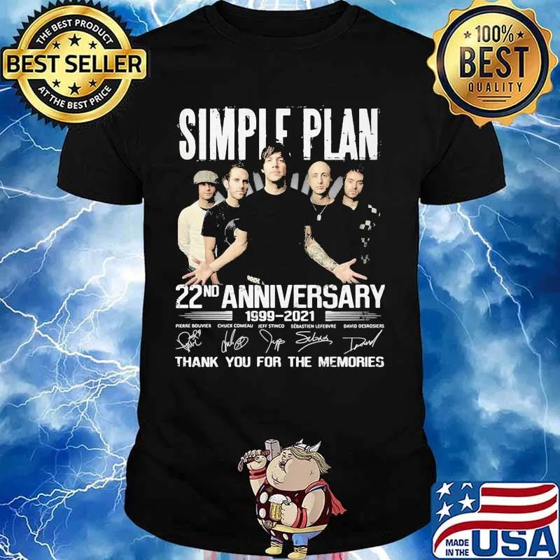 Simple plan 22nd anniversary 1999 2020 thank you for the memories signatures shirt