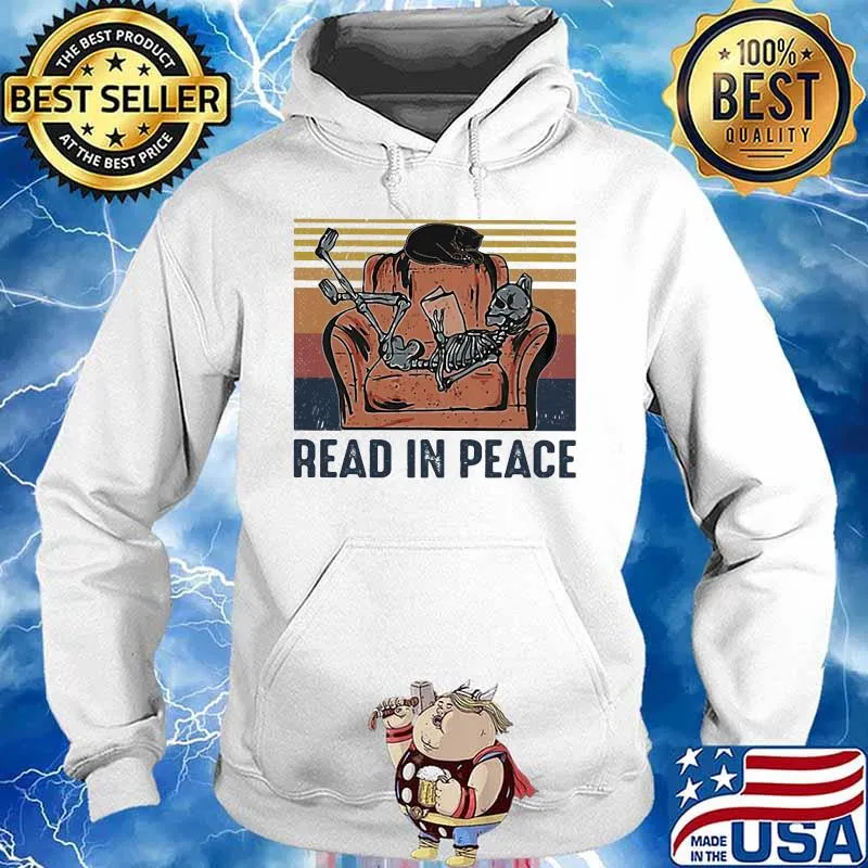 Skeleton Cat Read in peace vintage retro s Hoodie