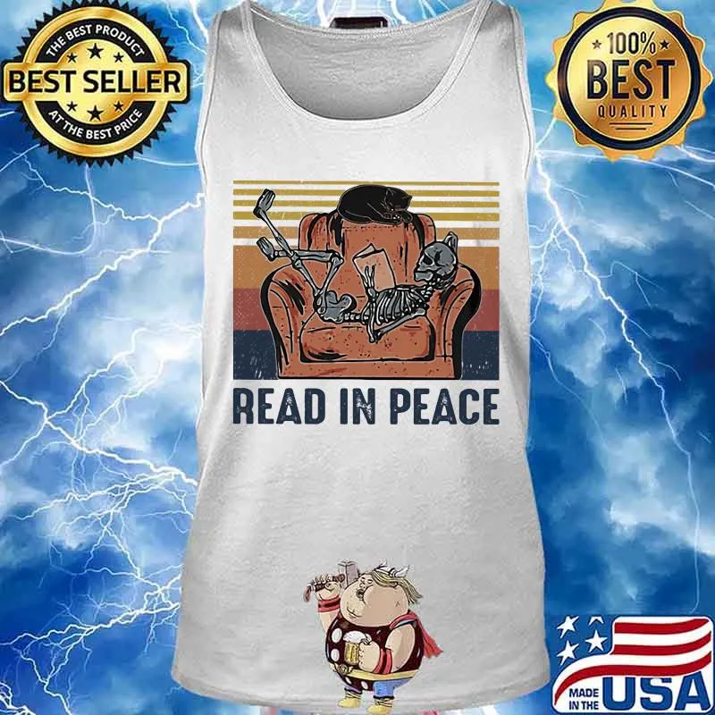 Skeleton Cat Read in peace vintage retro s Tank top