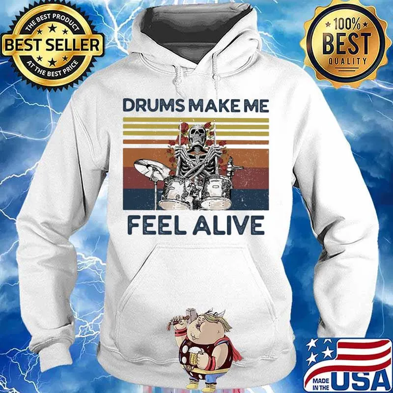 Skeleton drums make me feel alive vintage retro rose s Hoodie