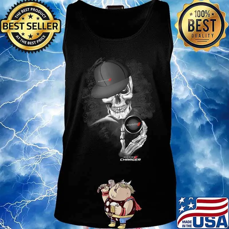 Skeleton holding dodge charger logo s Tank top