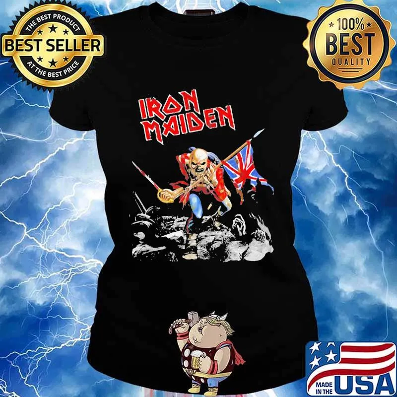 Skeleton iron maiden band british flag s Ladies tee