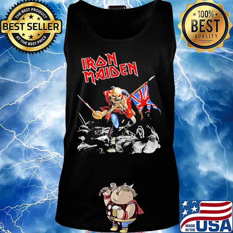 Skeleton iron maiden band british flag s Tank top