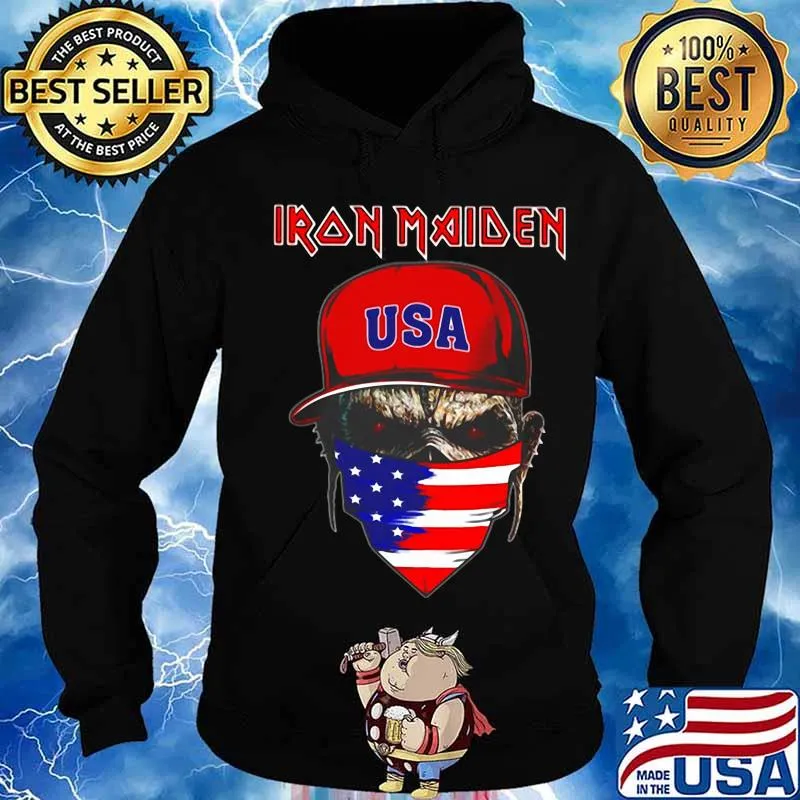 Skull iron maiden usa flag independence day s Hoodie