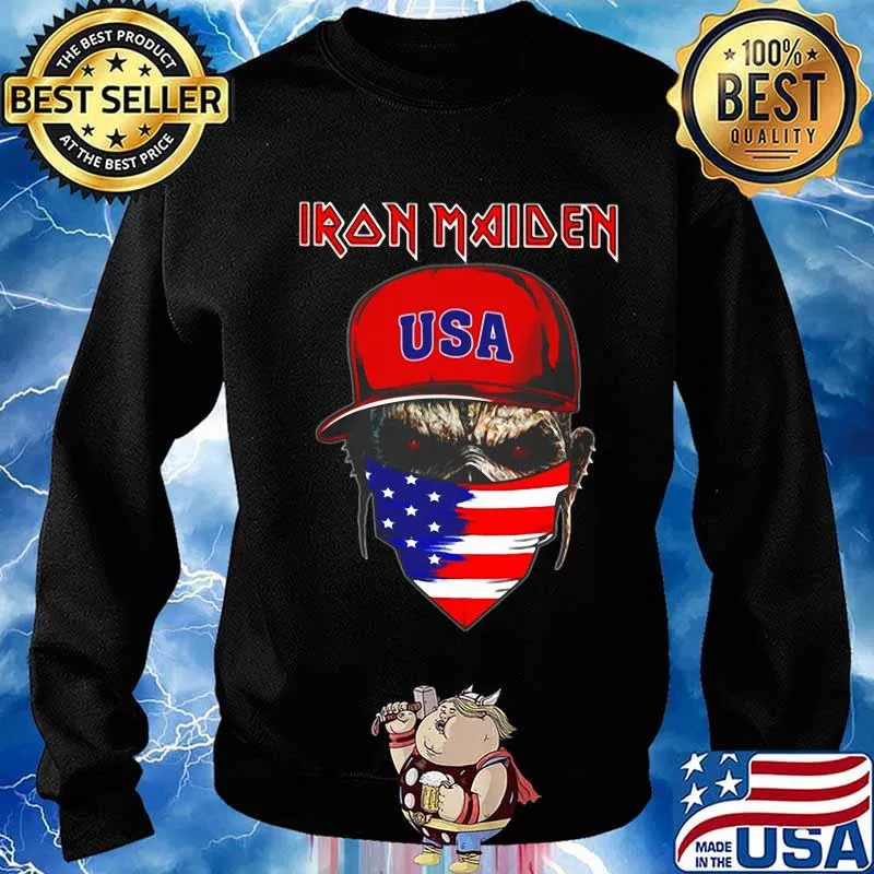 Skull iron maiden usa flag independence day s Sweater